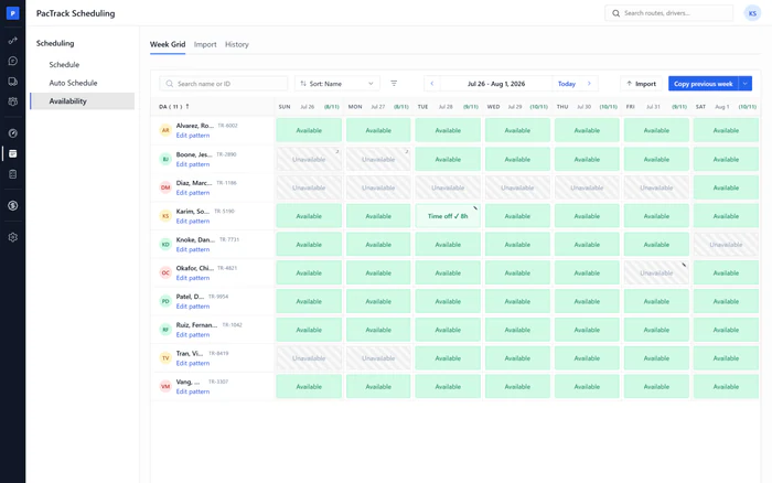 Amazon DSP scheduling software - Availability page