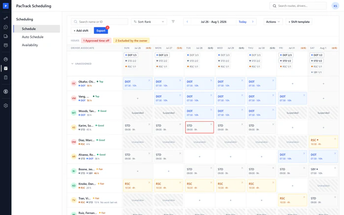 Amazon DSP scheduling software - Schedule page